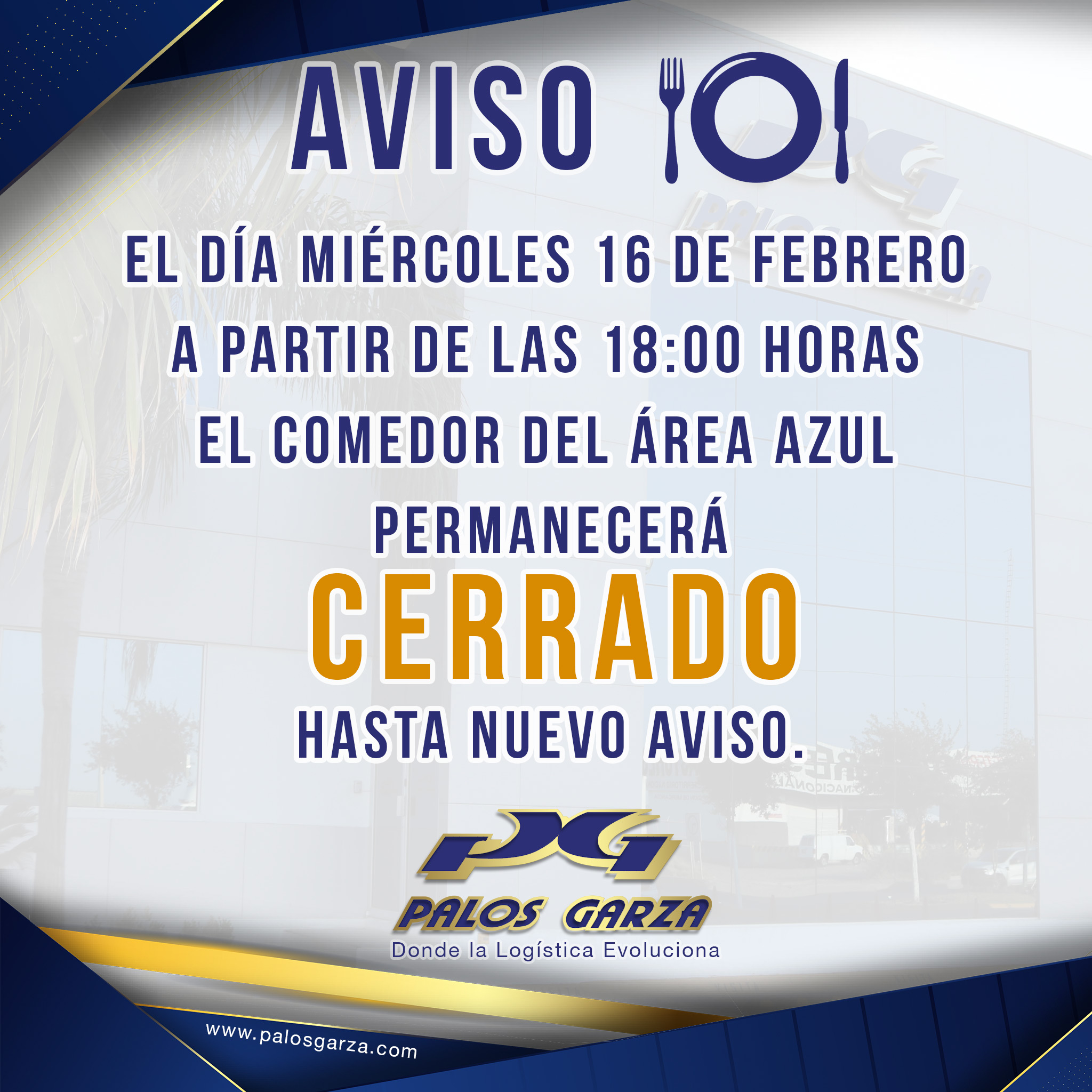 Aviso interno/Comedor area azul.