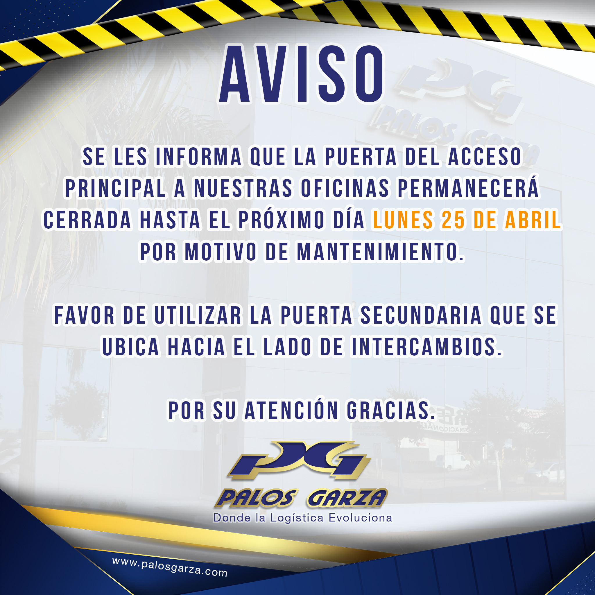 Aviso Interno- Puerta en Mantenimiento