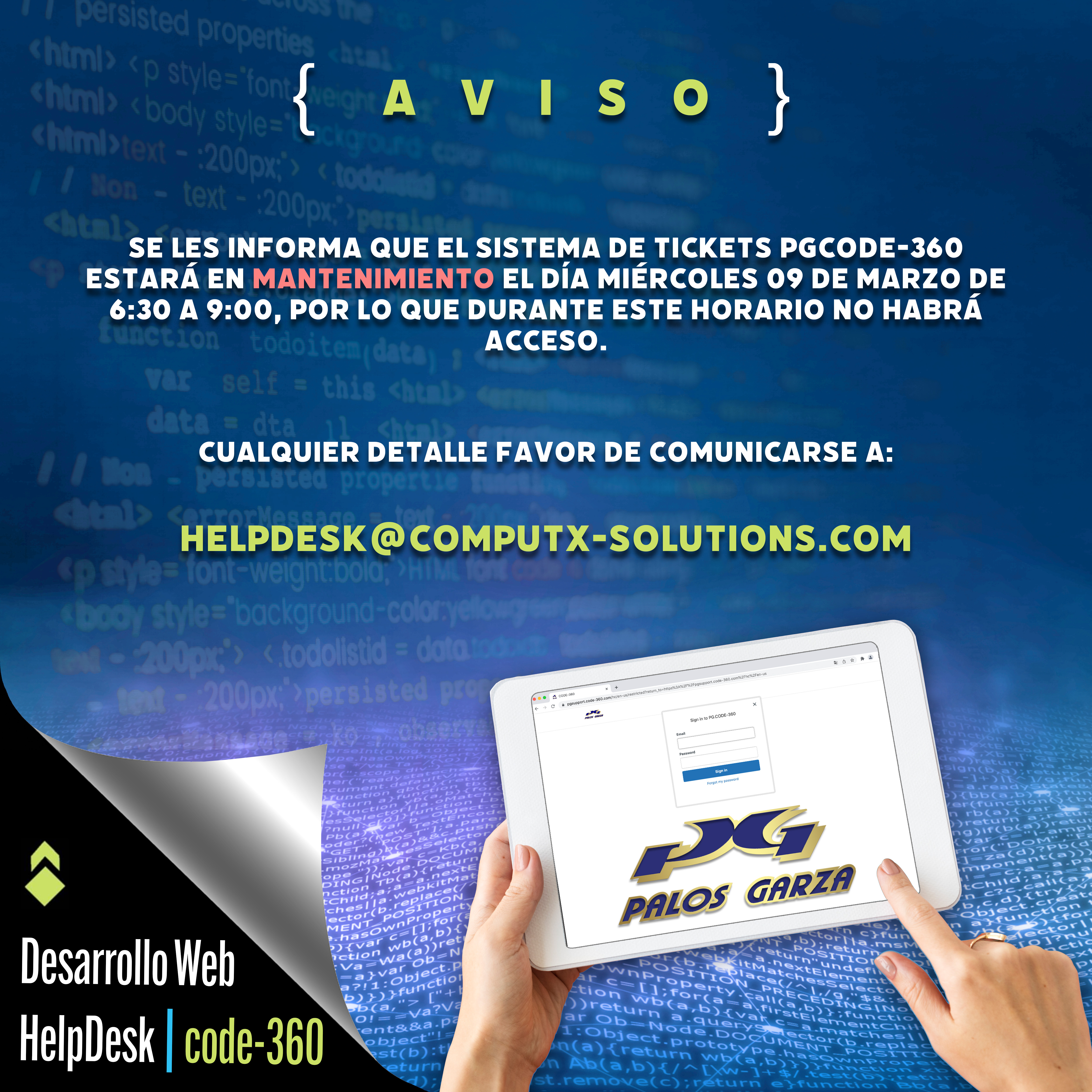 Aviso/ Mantenimiento de tickets.