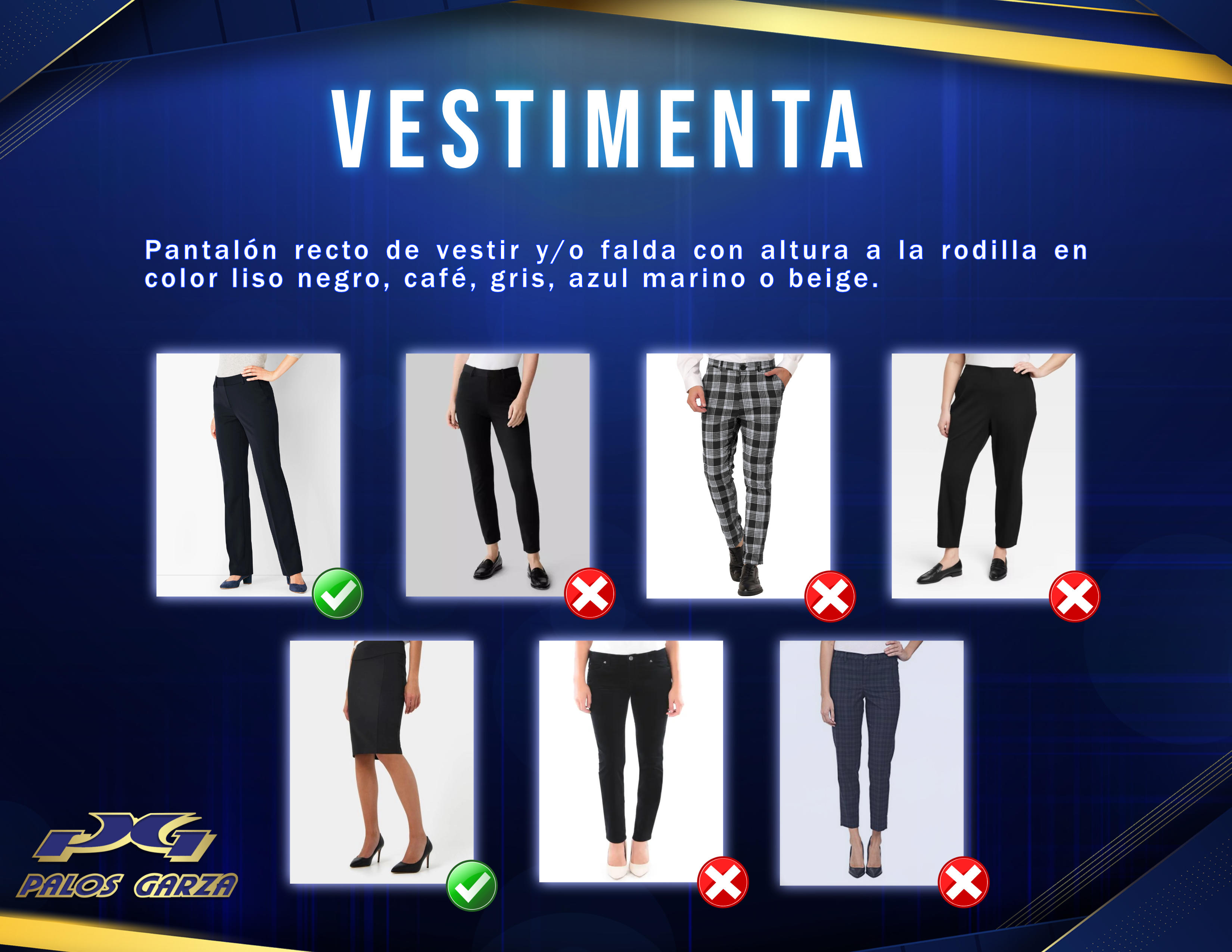Aviso interno - Vestimenta de acuerdo al reglamento.