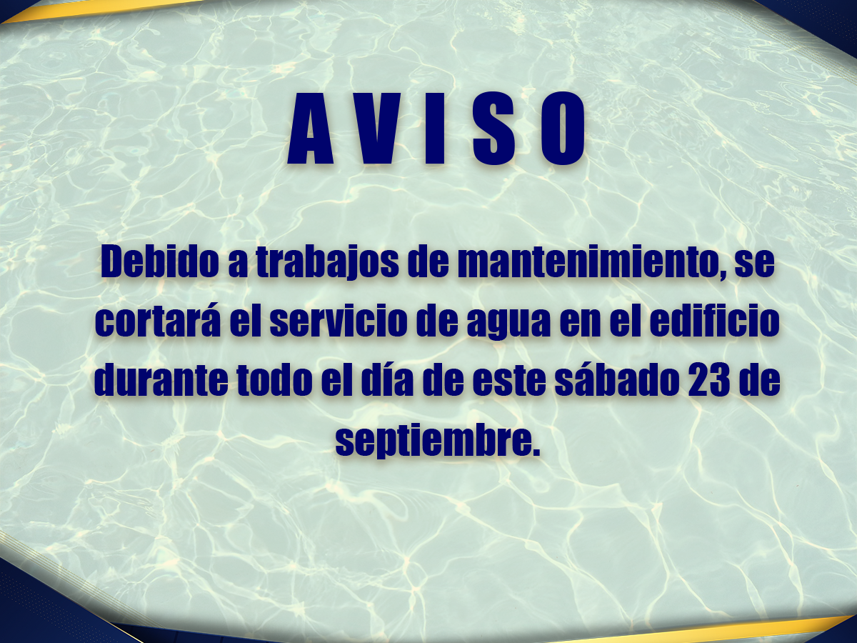 Aviso interno - Corte del servicio de agua.