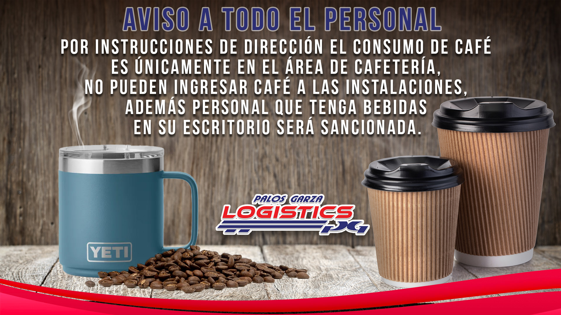 Aviso/Consumo de café. 